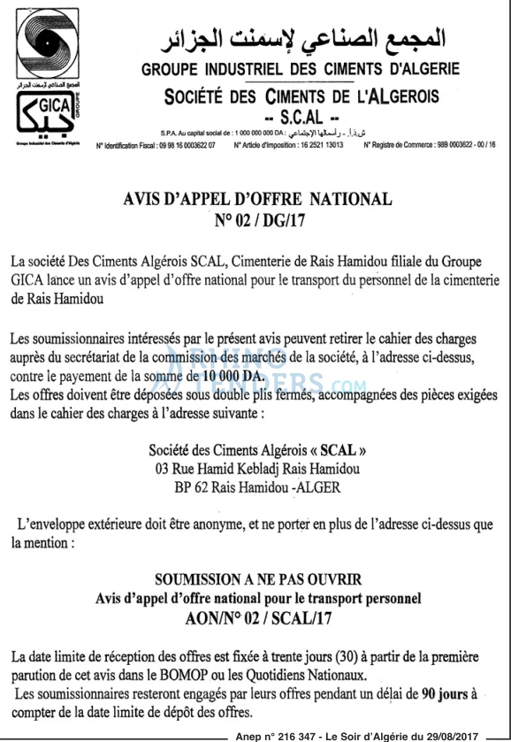 LE SOIR D'ALGERIE