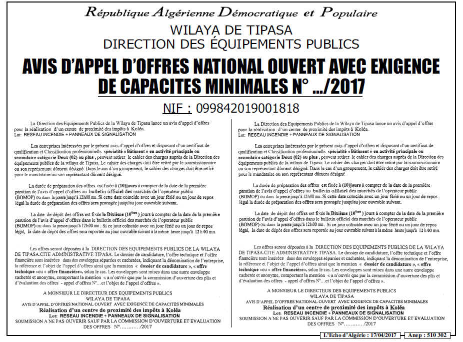L'ECHO D'ALGERIE