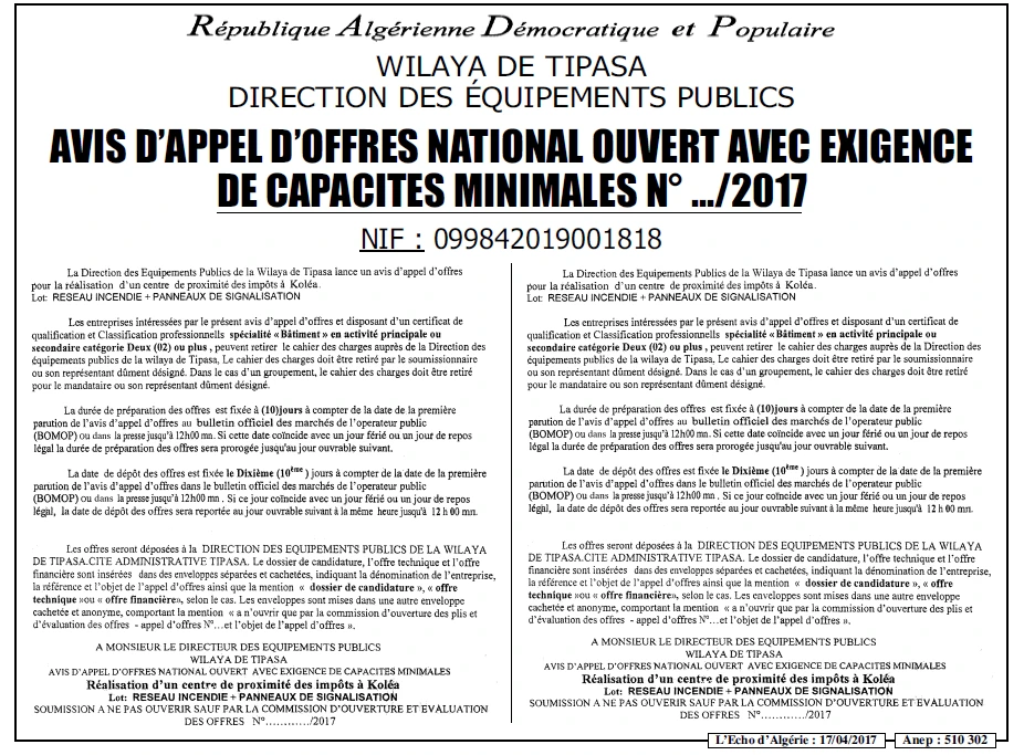 L'ECHO D'ALGERIE