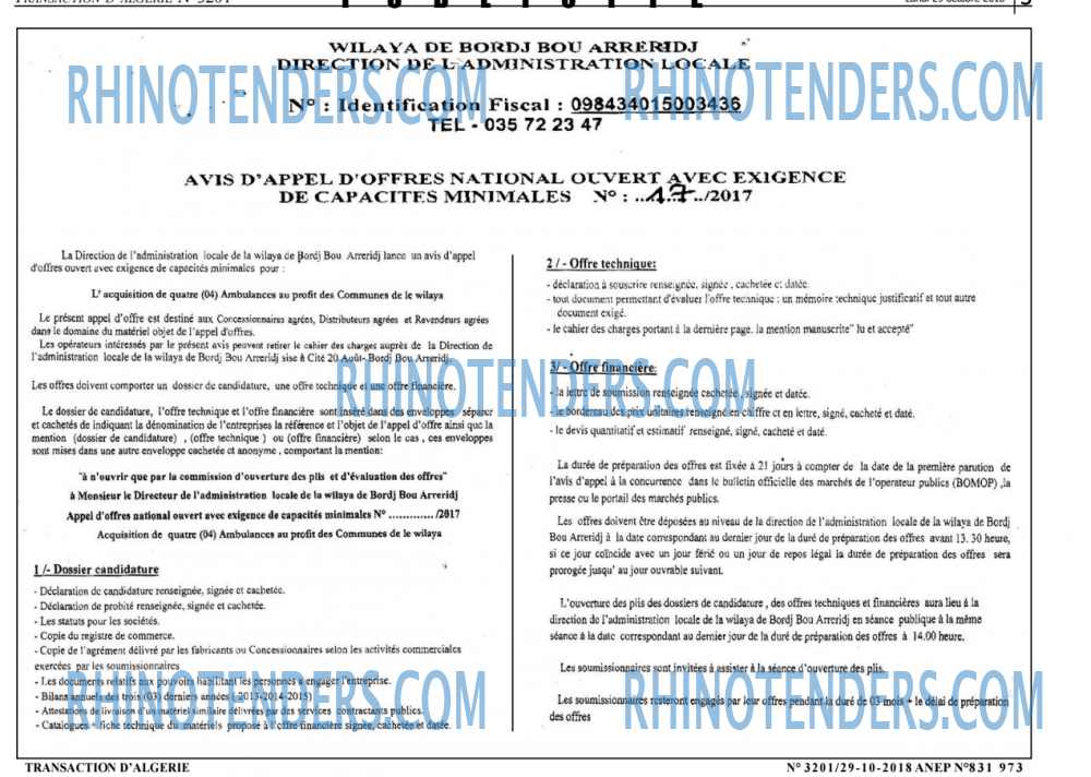 TRANSACTION D'ALGERIE