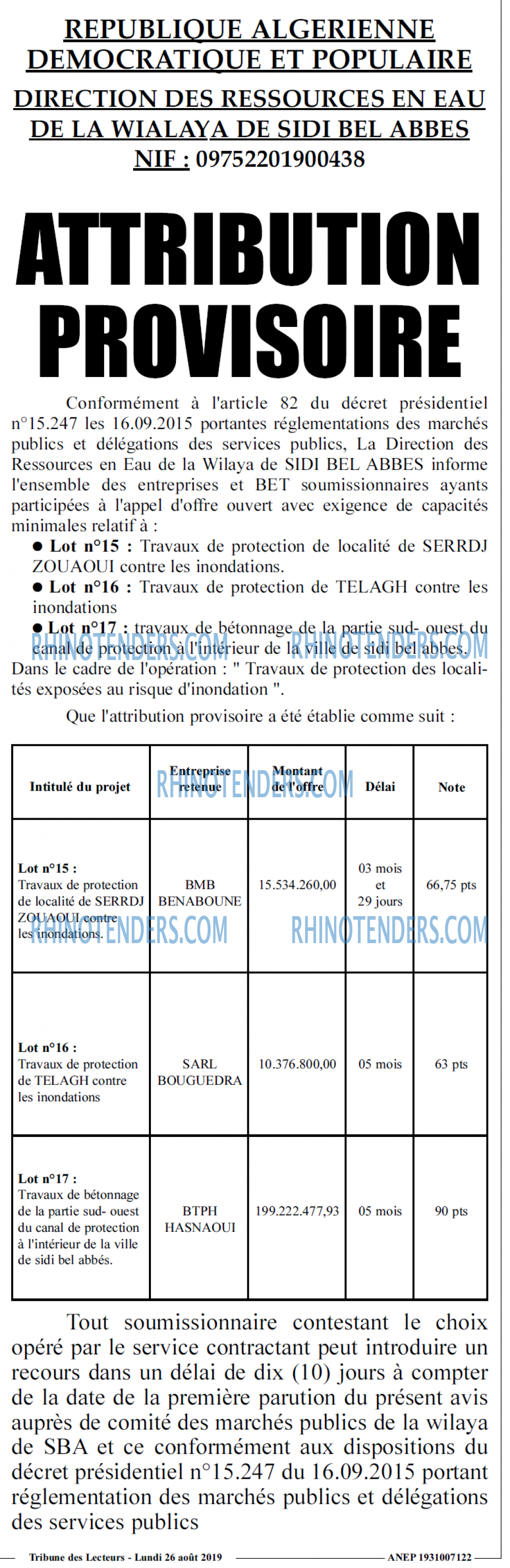 TRIBUNE DES LECTEURS
