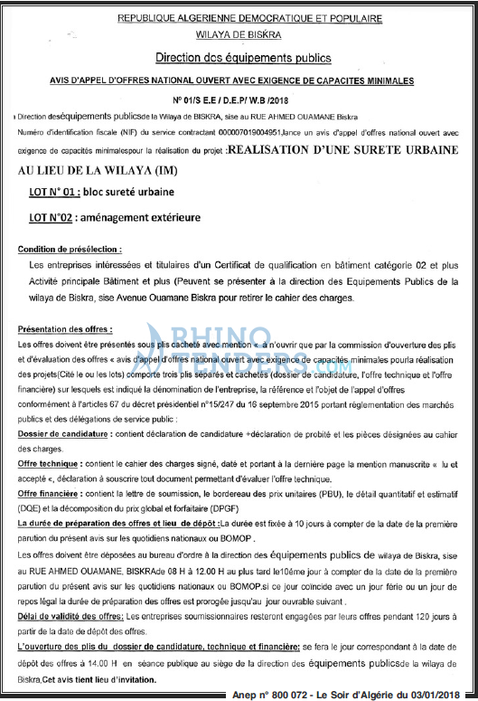 LE SOIR D'ALGERIE