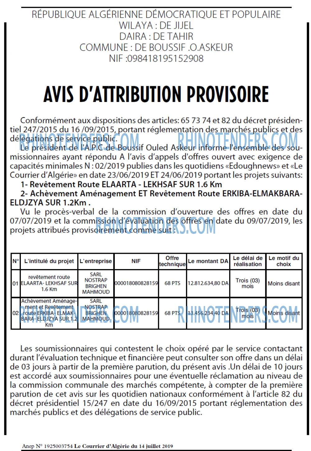 Le Courrier d'Algerie