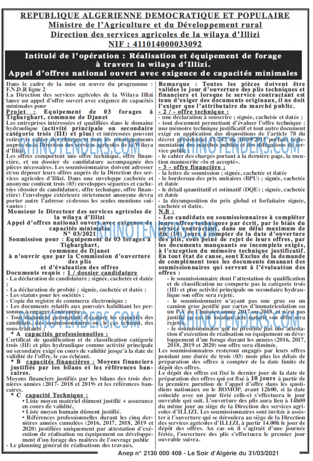 LE SOIR D'ALGERIE