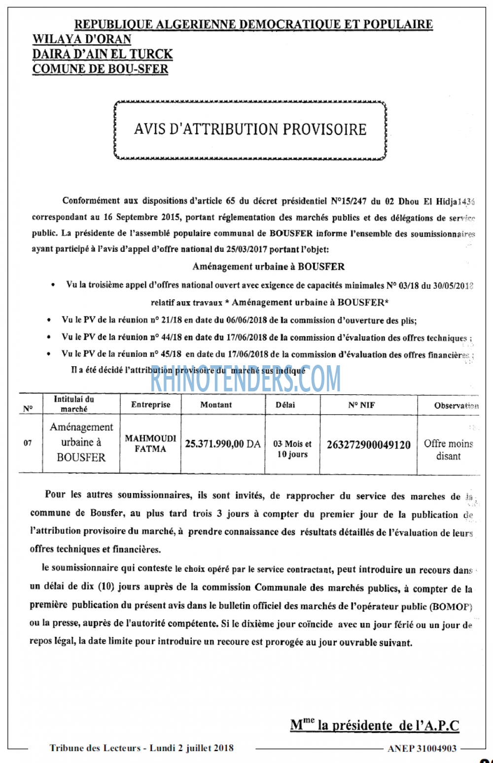 TRIBUNE DES LECTEURS