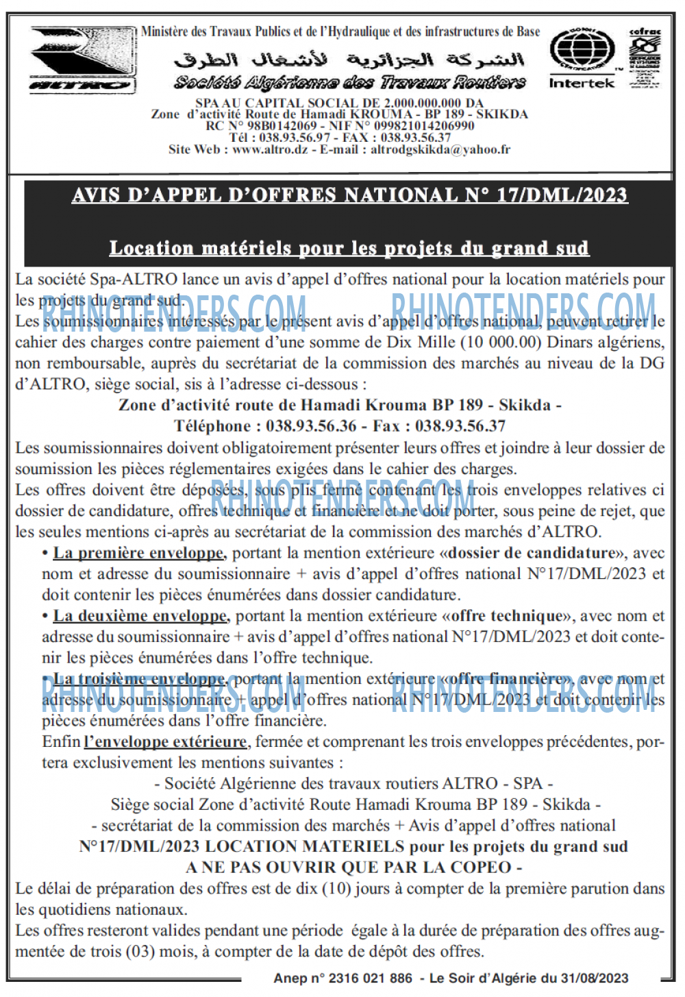 LE SOIR D'ALGERIE