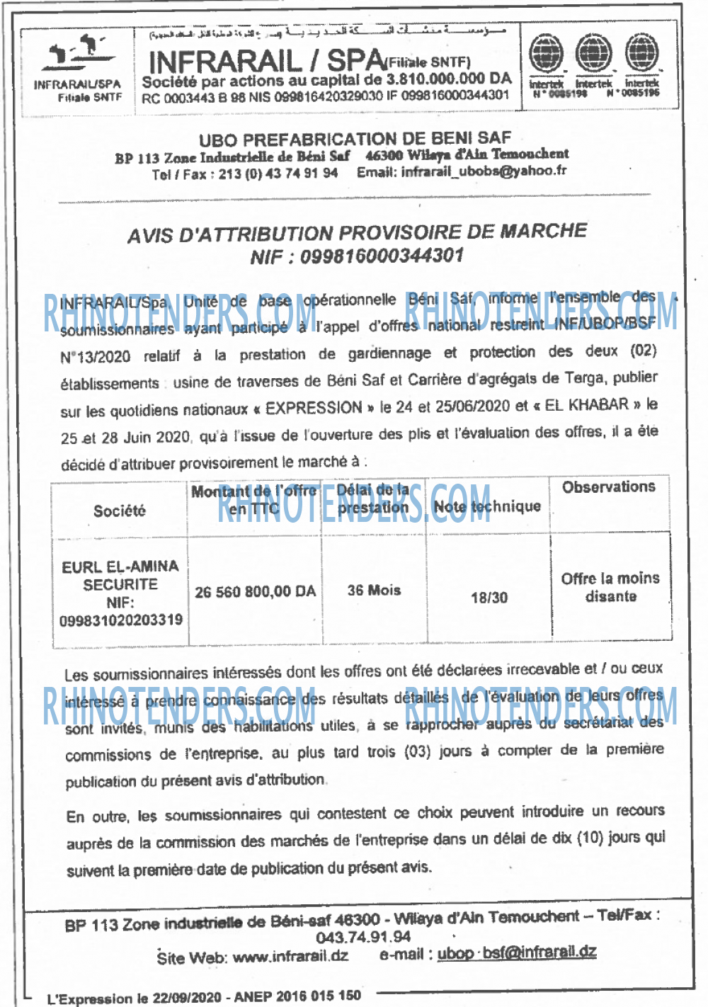 LE SOIR D'ALGERIE