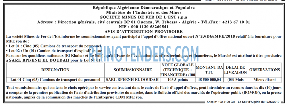 LE SOIR D'ALGERIE