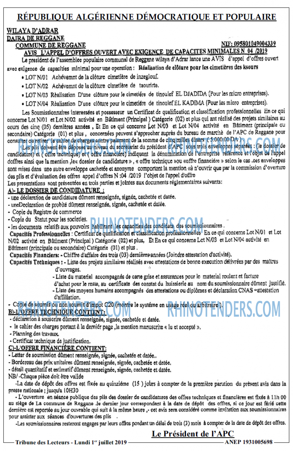 TRIBUNE DES LECTEURS