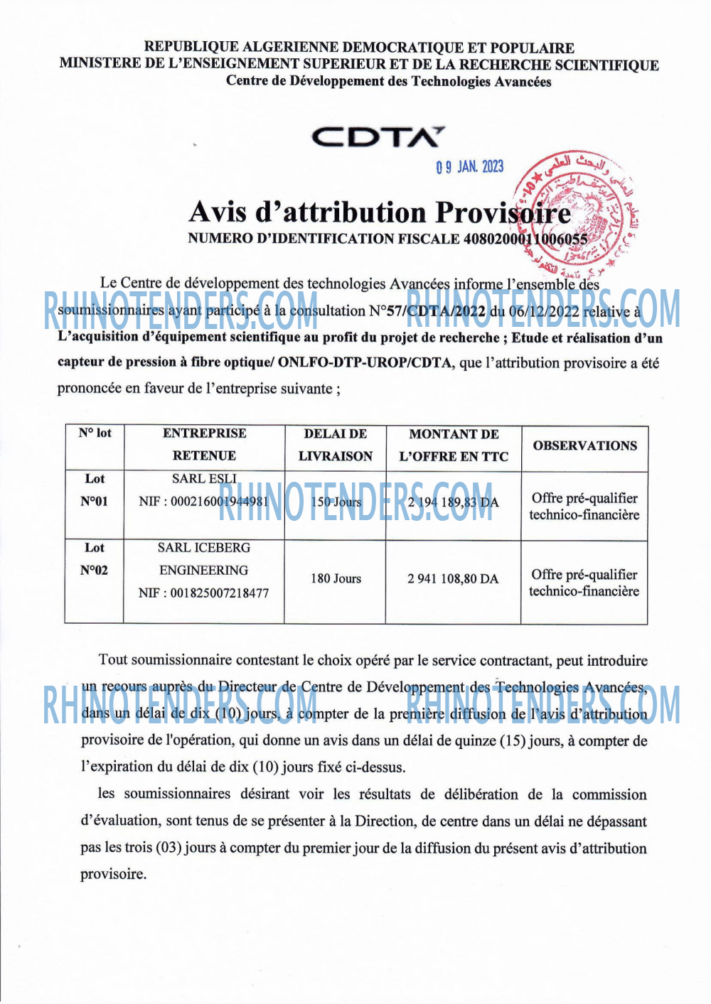 CDTA - Centre De Développement Des Technologies Avancées