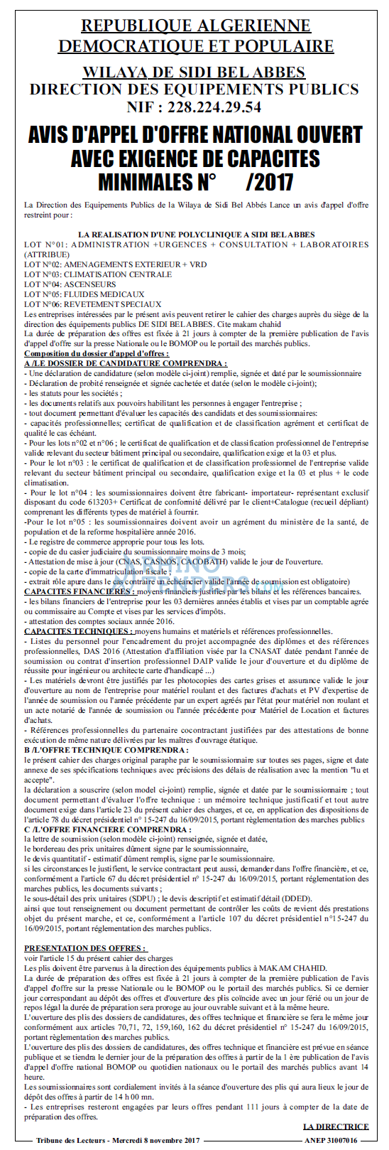 TRIBUNE DES LECTEURS