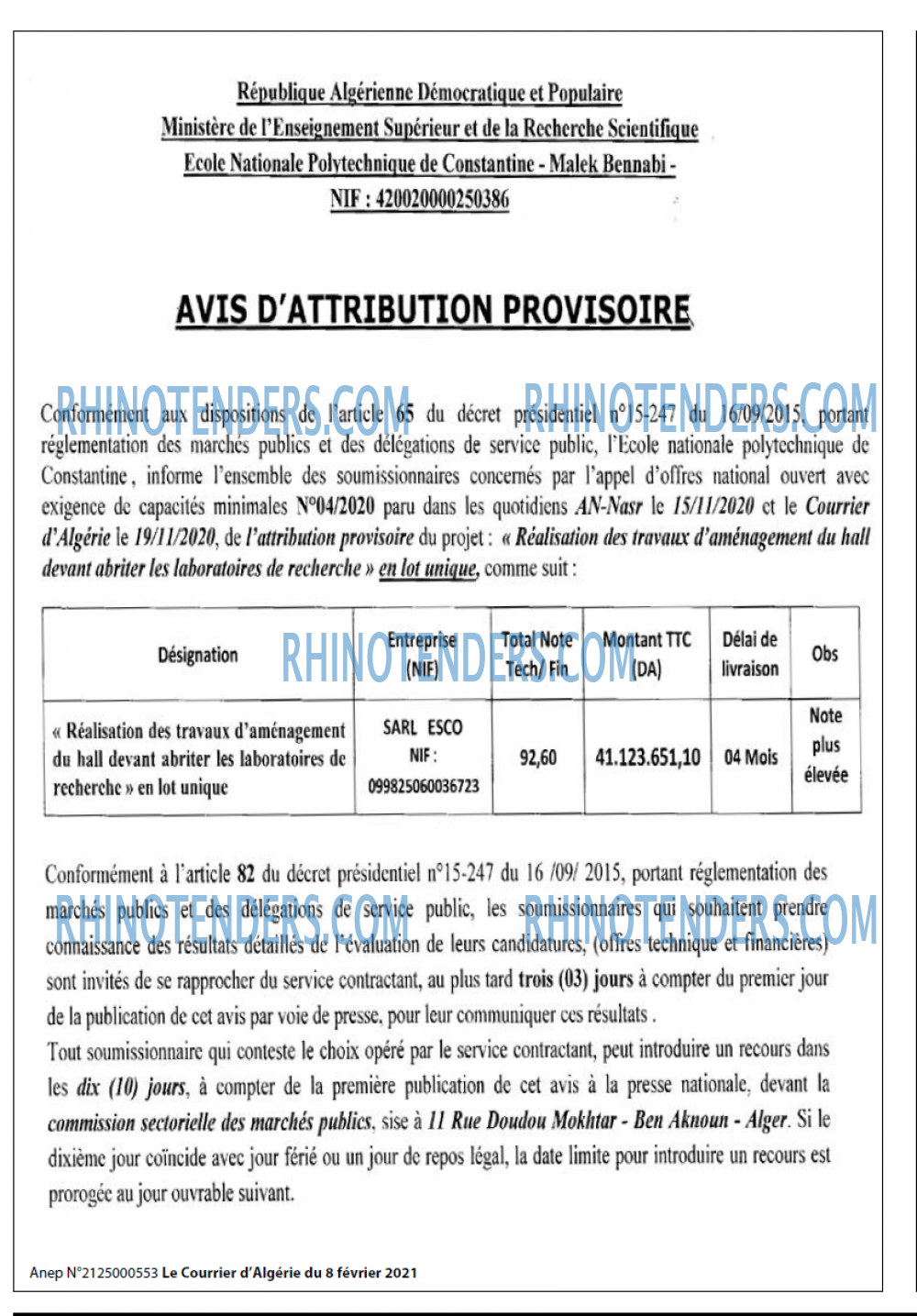 Le Courrier d'Algerie