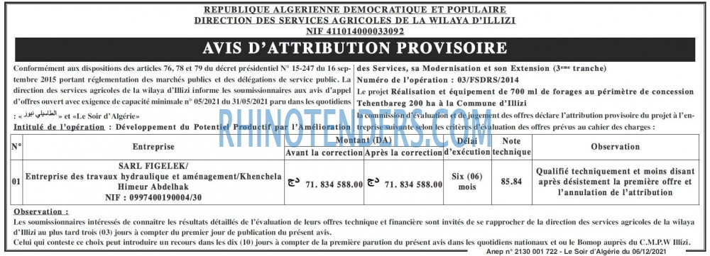 LE SOIR D'ALGERIE