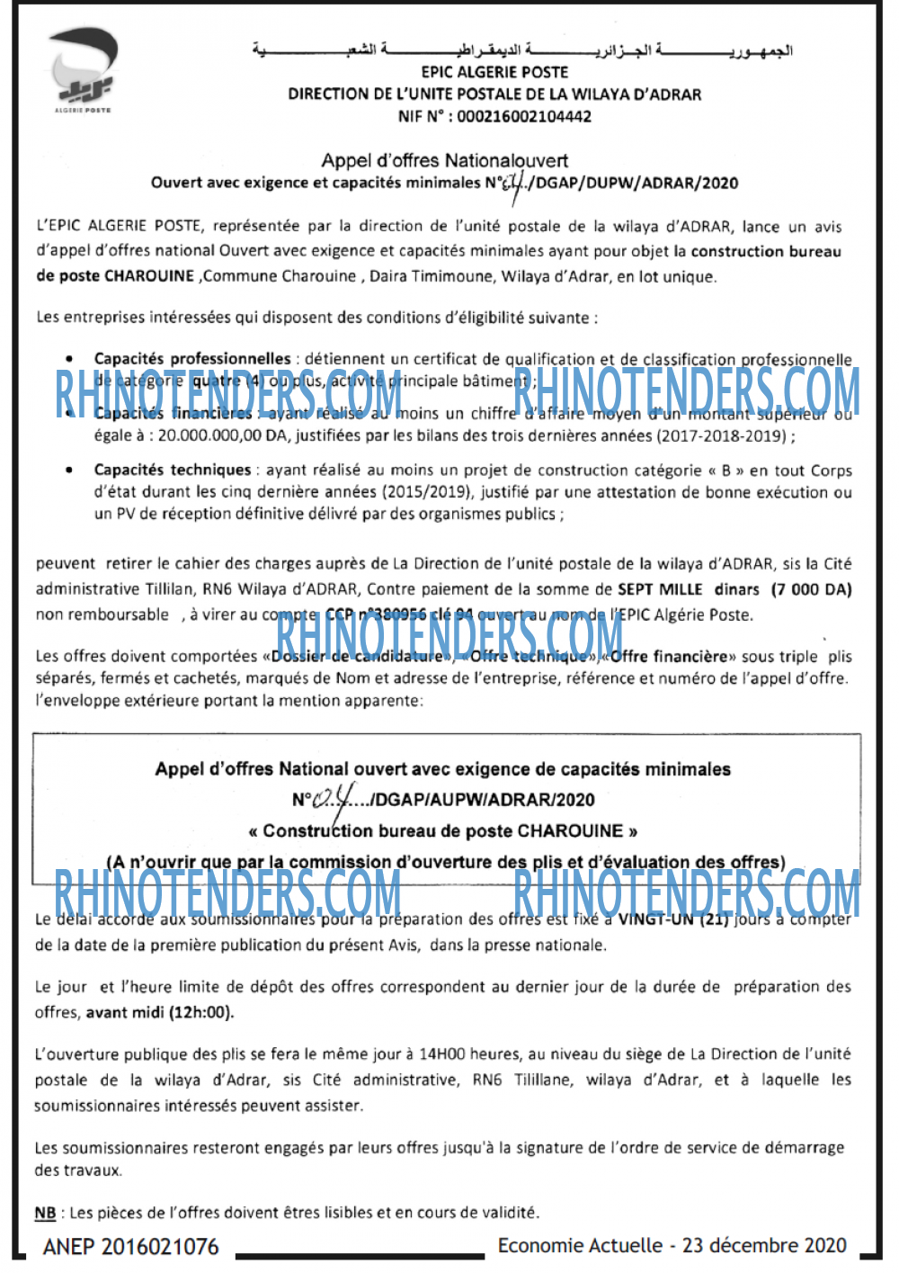 L'ECHO D'ALGERIE