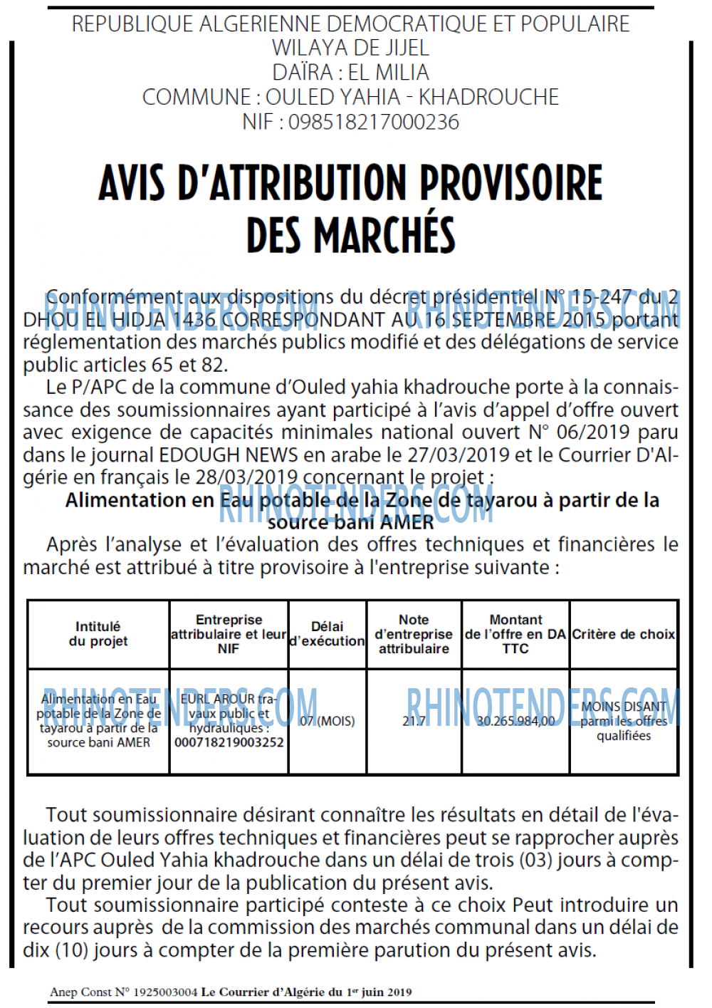 Le Courrier d'Algerie