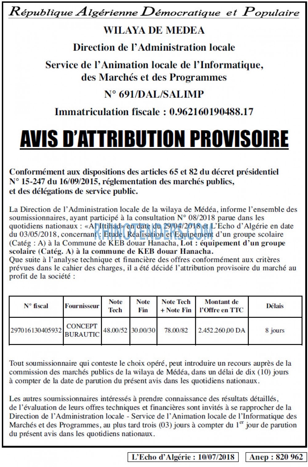 L'ECHO D'ALGERIE