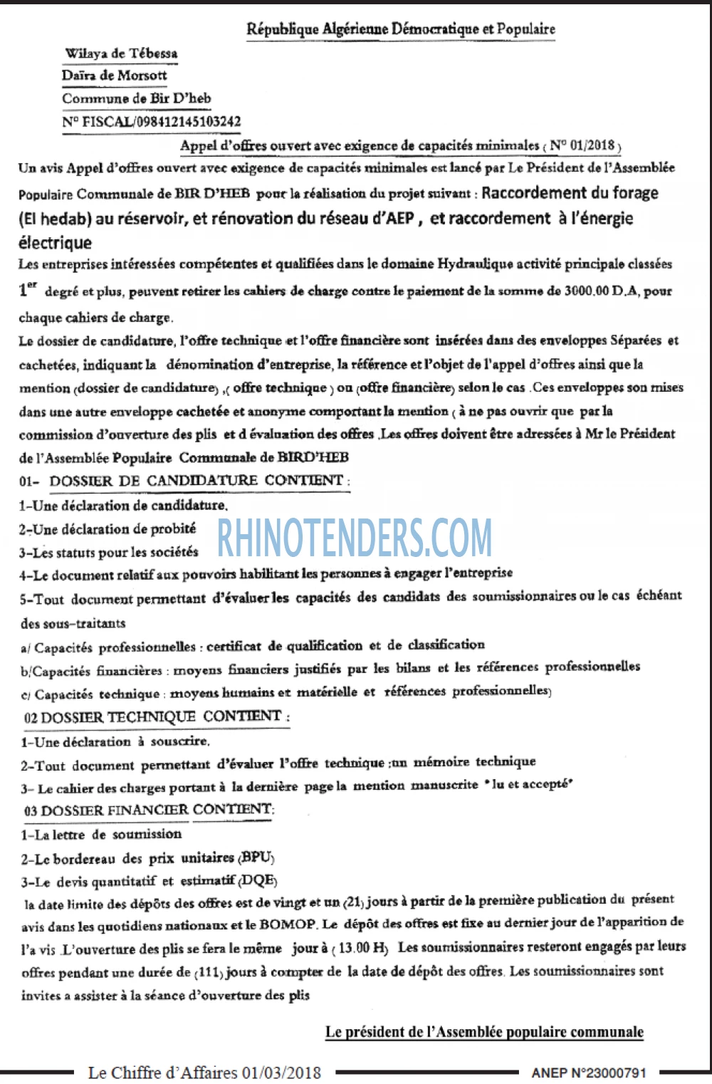 Le Chiffre d'Affaires