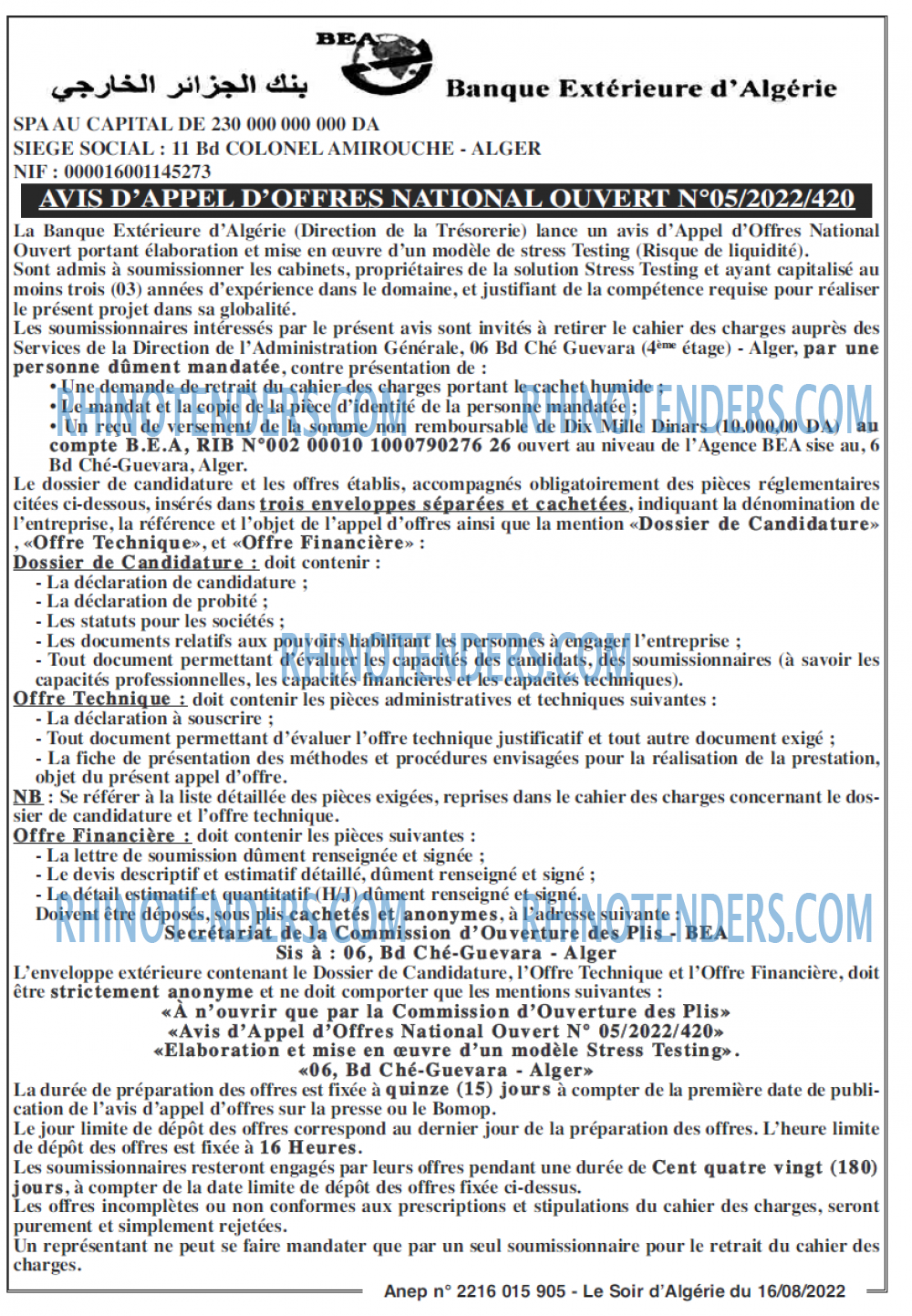 LE SOIR D'ALGERIE