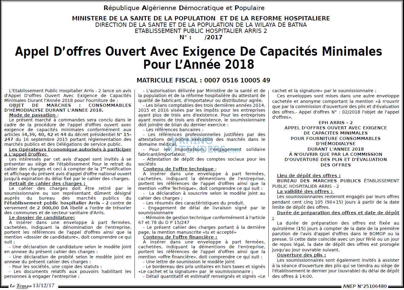LE TEMPS D'ALGERIE