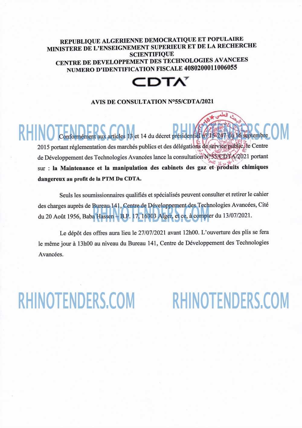 CDTA - Centre De Développement Des Technologies Avancées