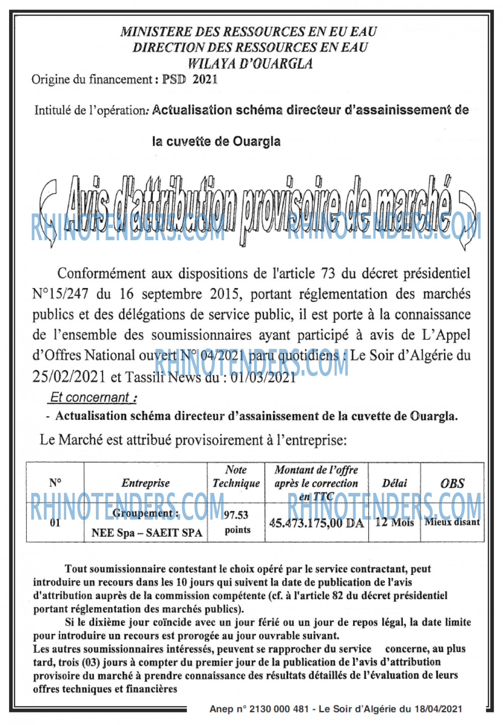 LE SOIR D'ALGERIE