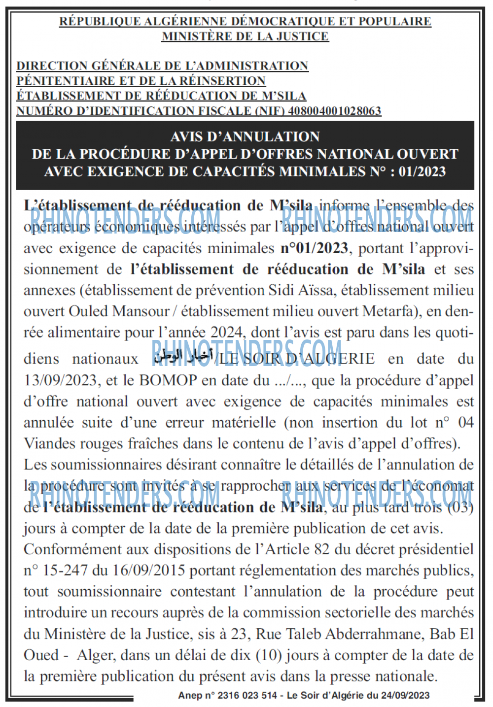 LE SOIR D'ALGERIE