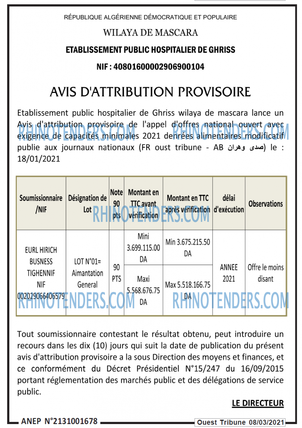 ouest TRIBUNE