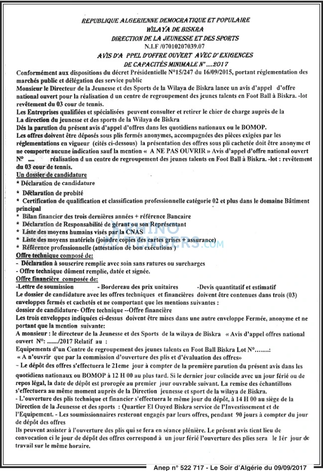 LE SOIR D'ALGERIE