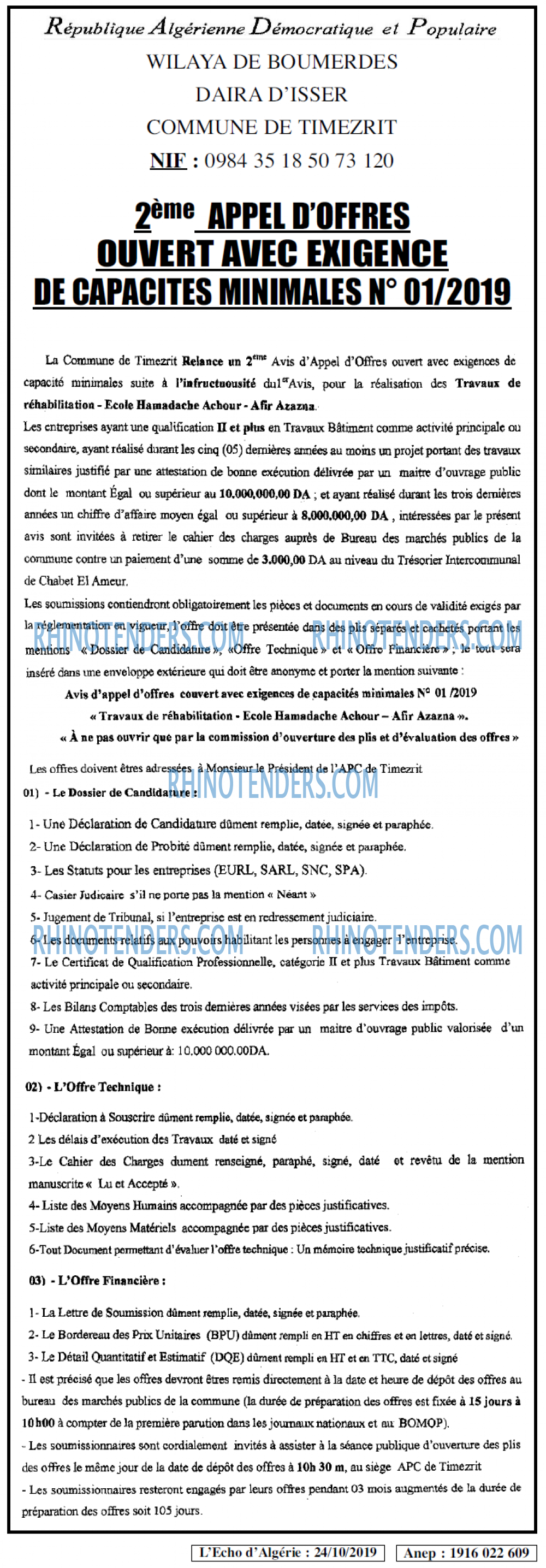 L'ECHO D'ALGERIE