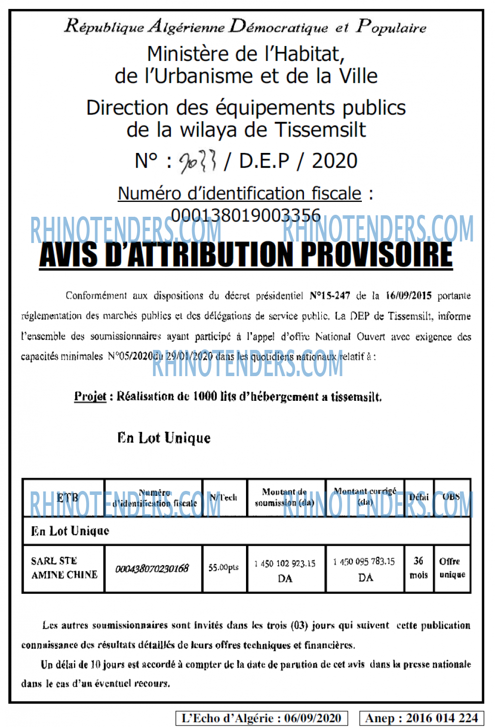 L'ECHO D'ALGERIE