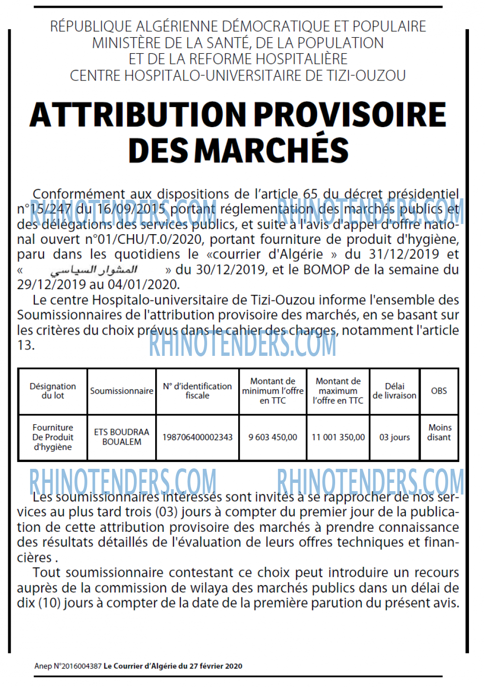 Le Courrier d'Algerie