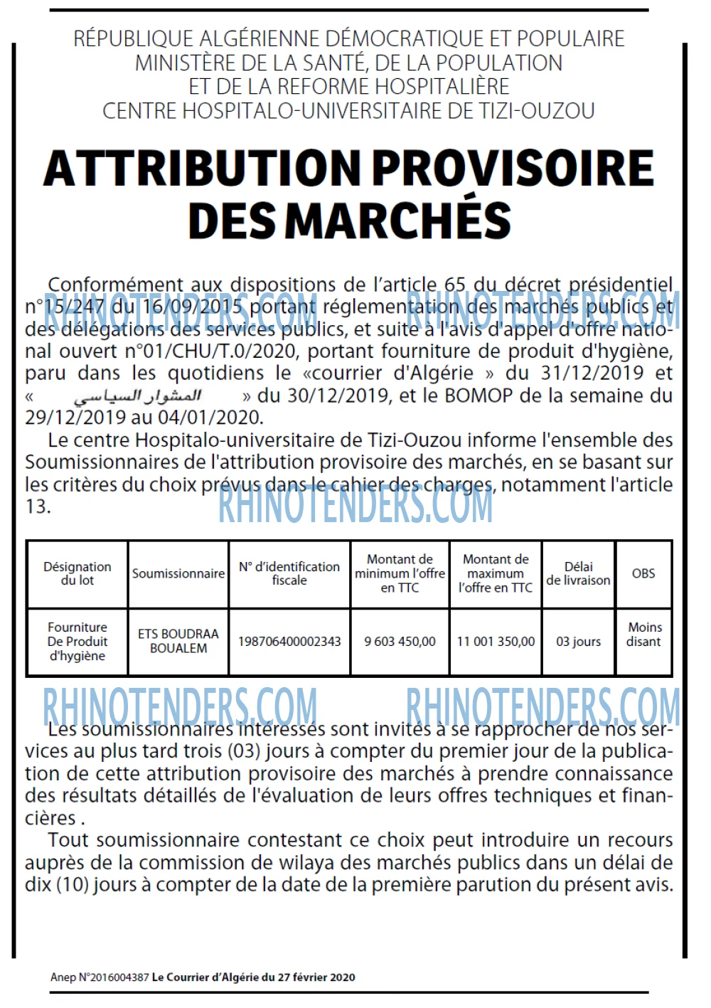Le Courrier d'Algerie