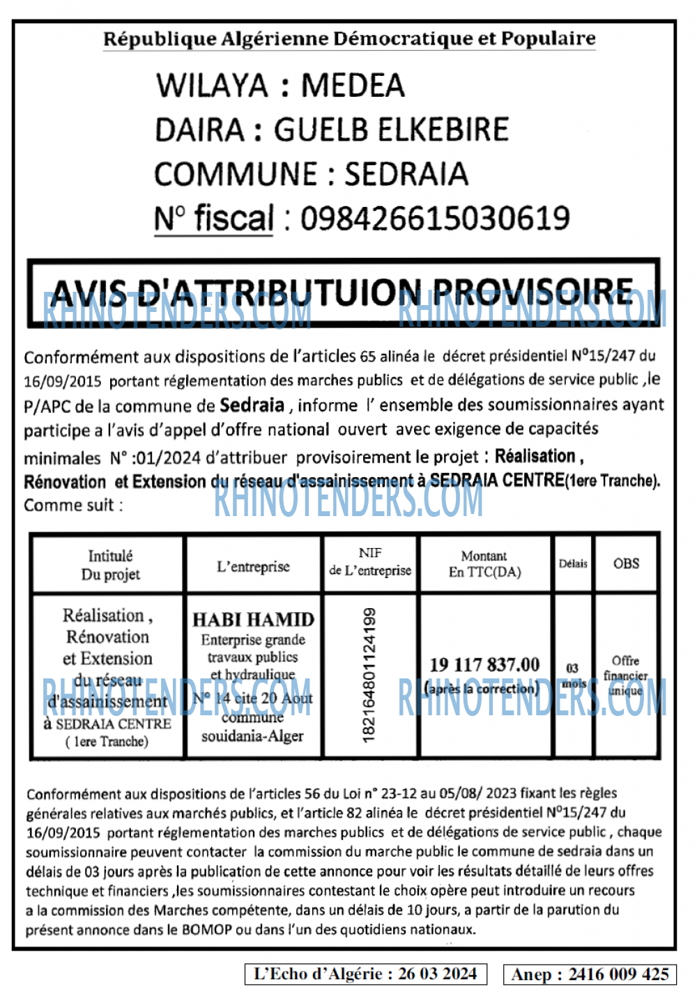 L'ECHO D'ALGERIE