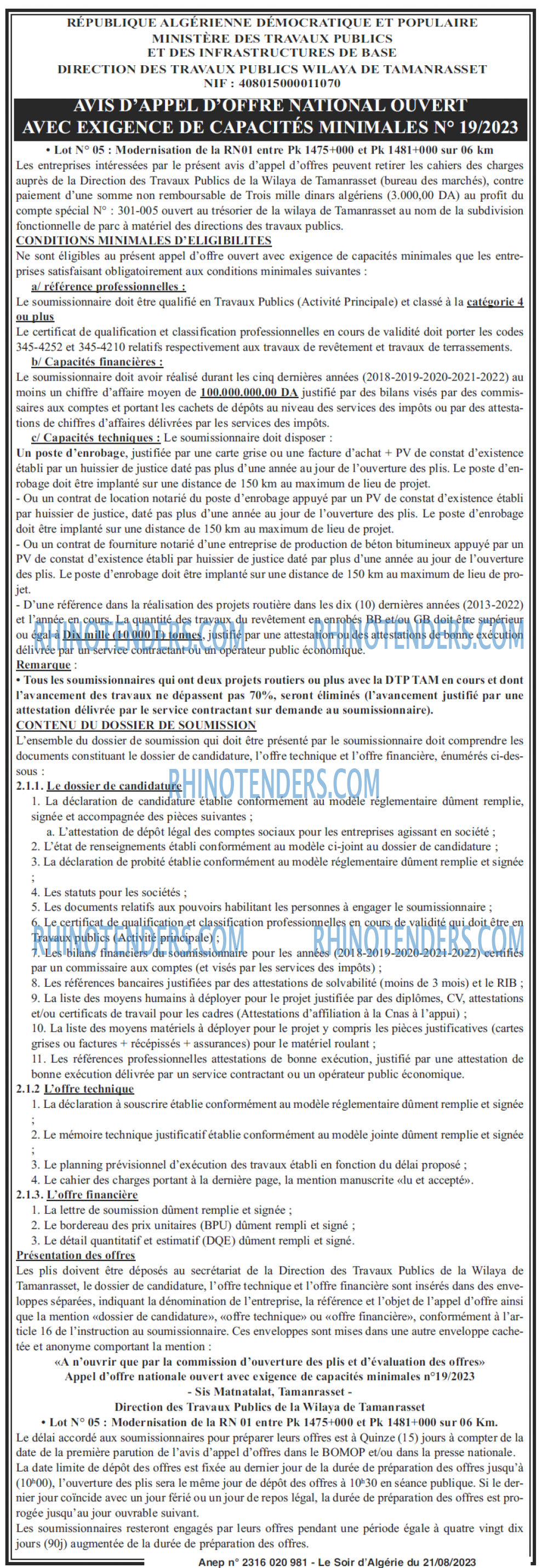 LE SOIR D'ALGERIE