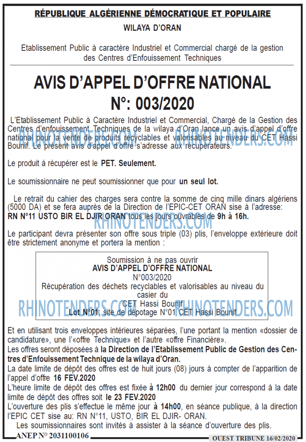 ouest TRIBUNE