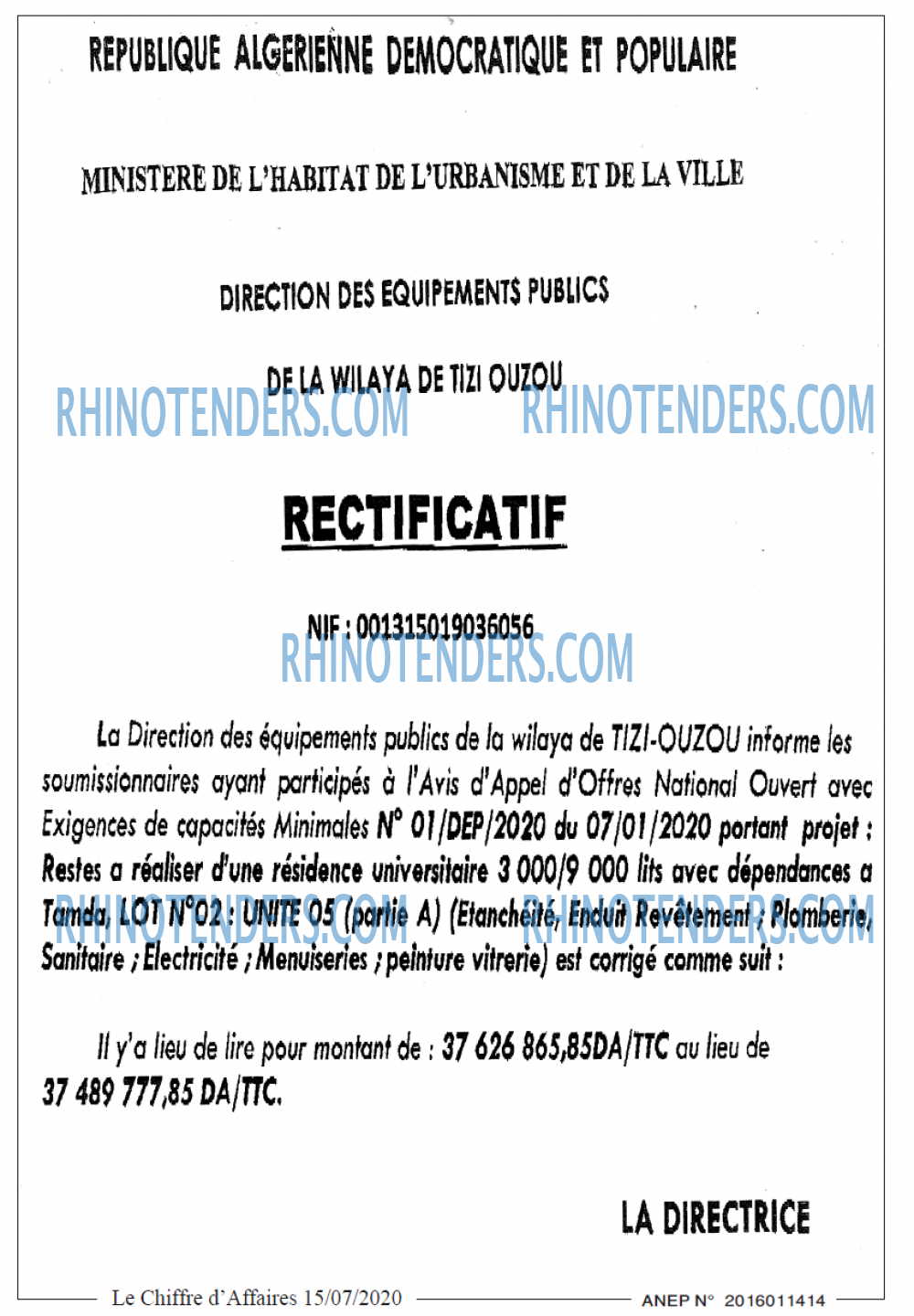Le Chiffre d'Affaires