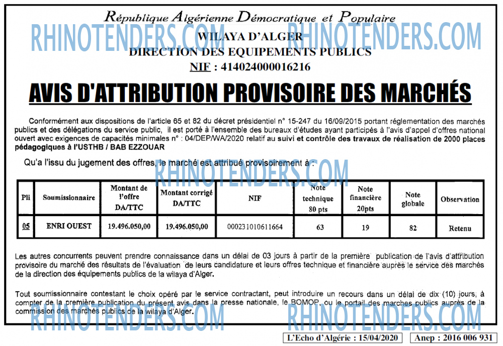L'ECHO D'ALGERIE