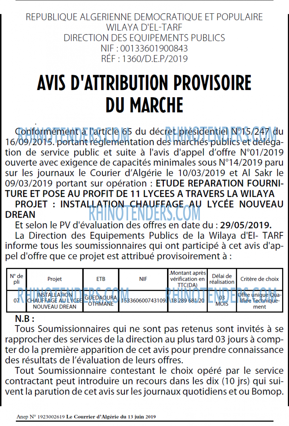 Le Courrier d'Algerie
