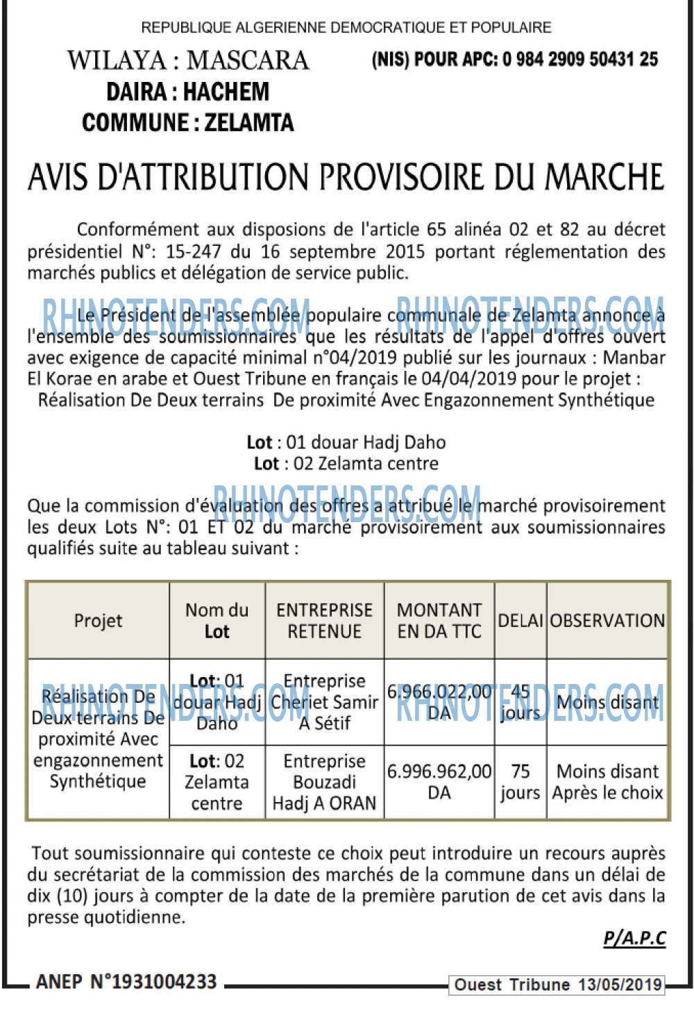 ouest TRIBUNE