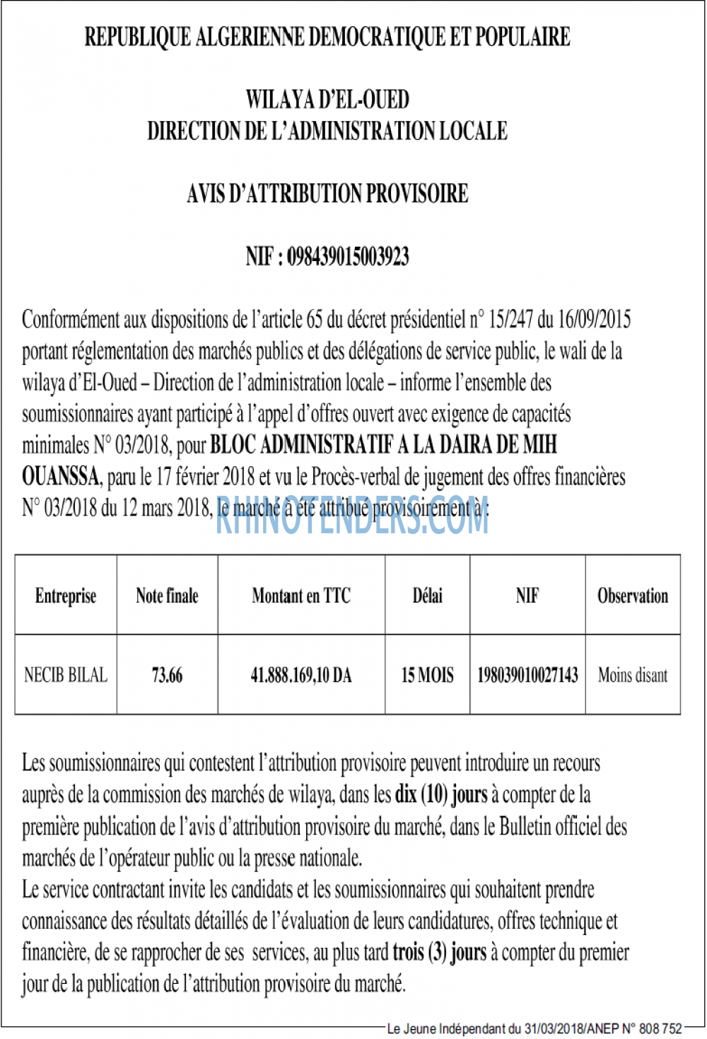 Le jeune indépendant