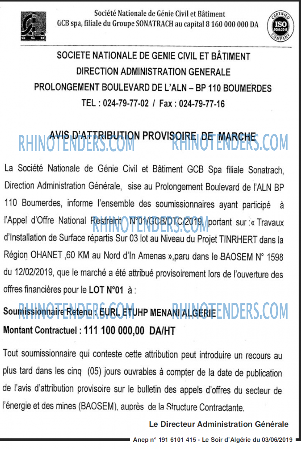 LE SOIR D'ALGERIE