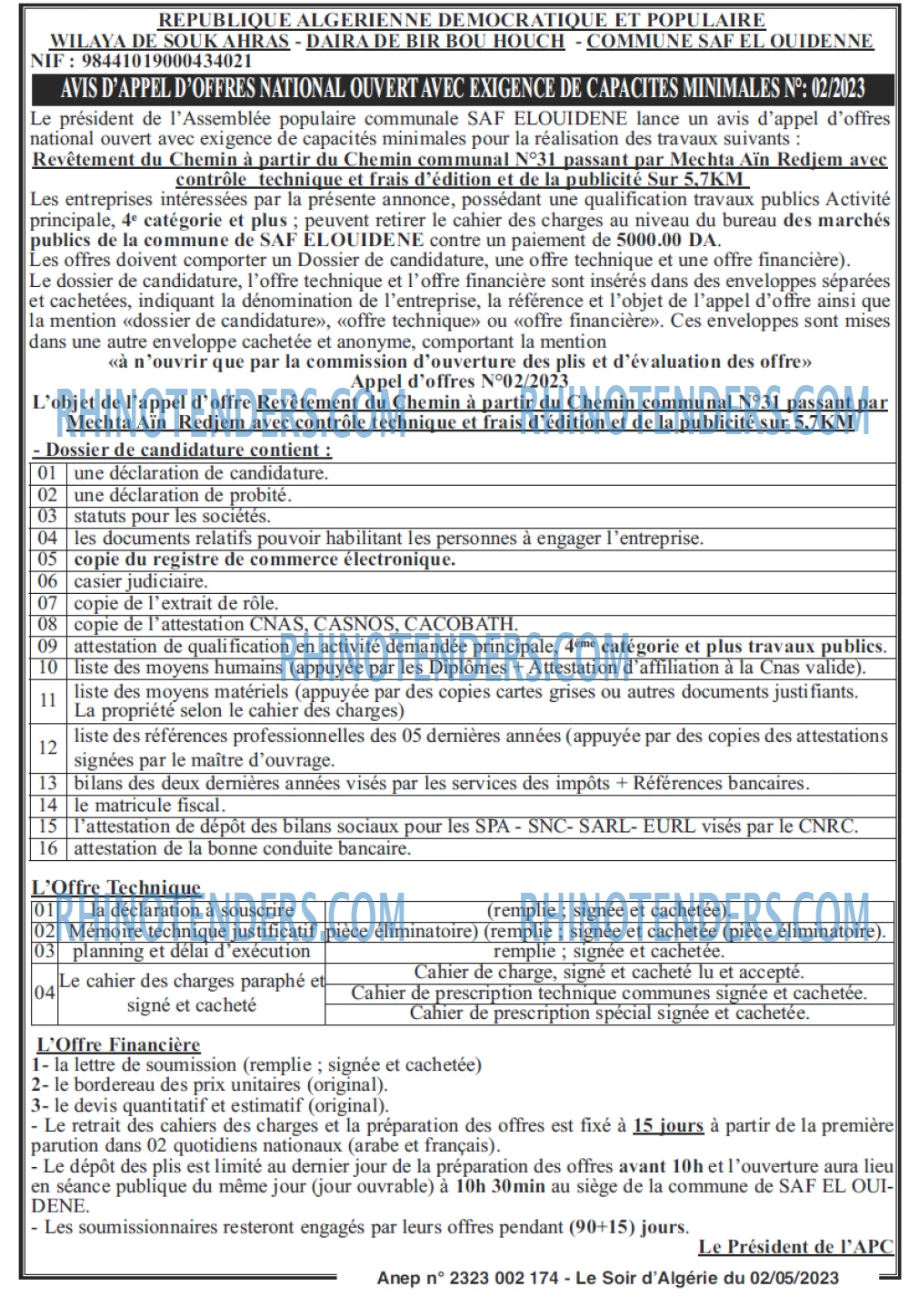 LE SOIR D'ALGERIE