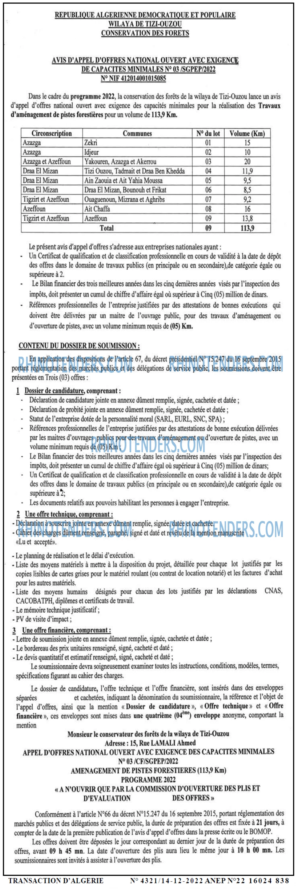 TRANSACTION D'ALGERIE
