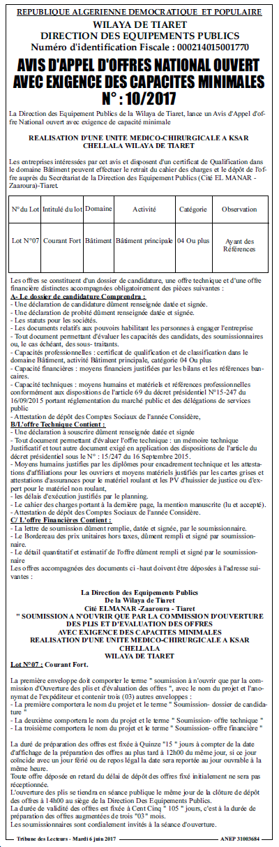 TRIBUNE DES LECTEURS