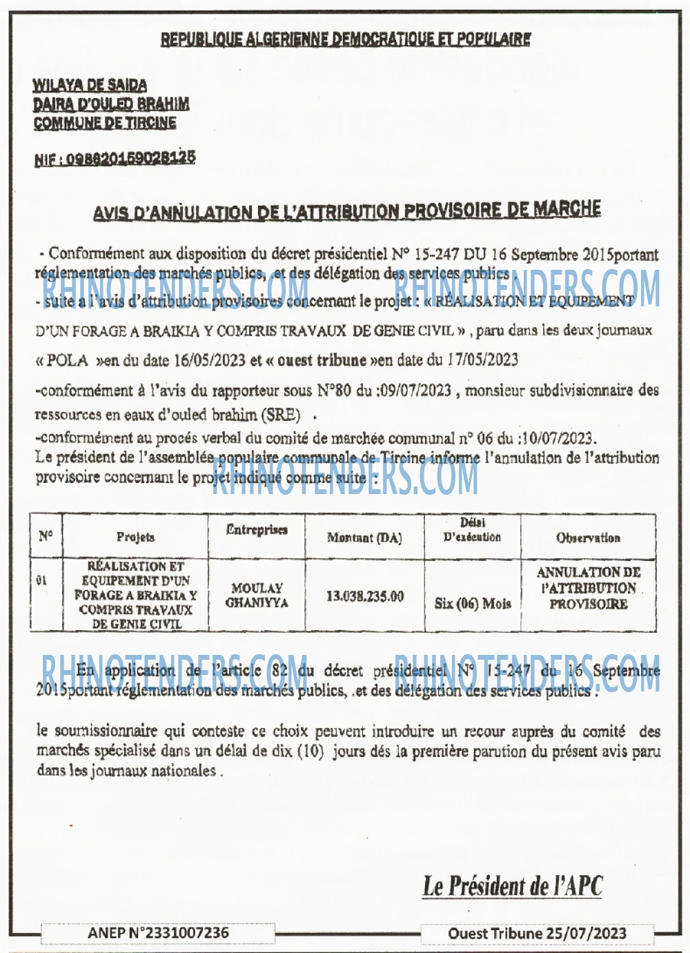 ouest TRIBUNE