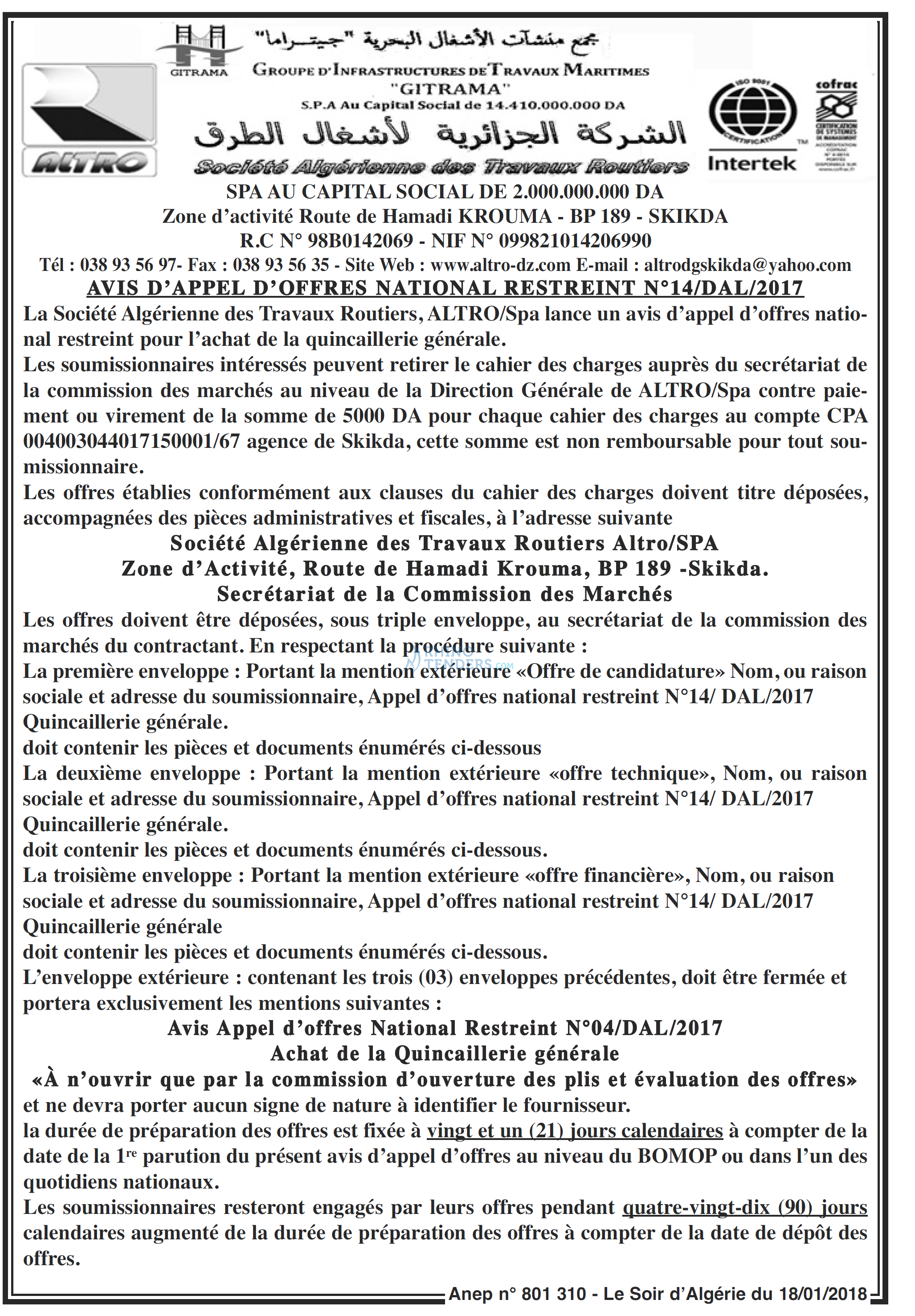 LE SOIR D'ALGERIE