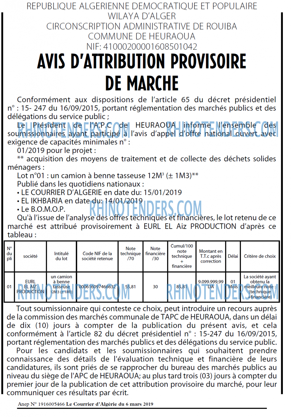Le Courrier d'Algerie
