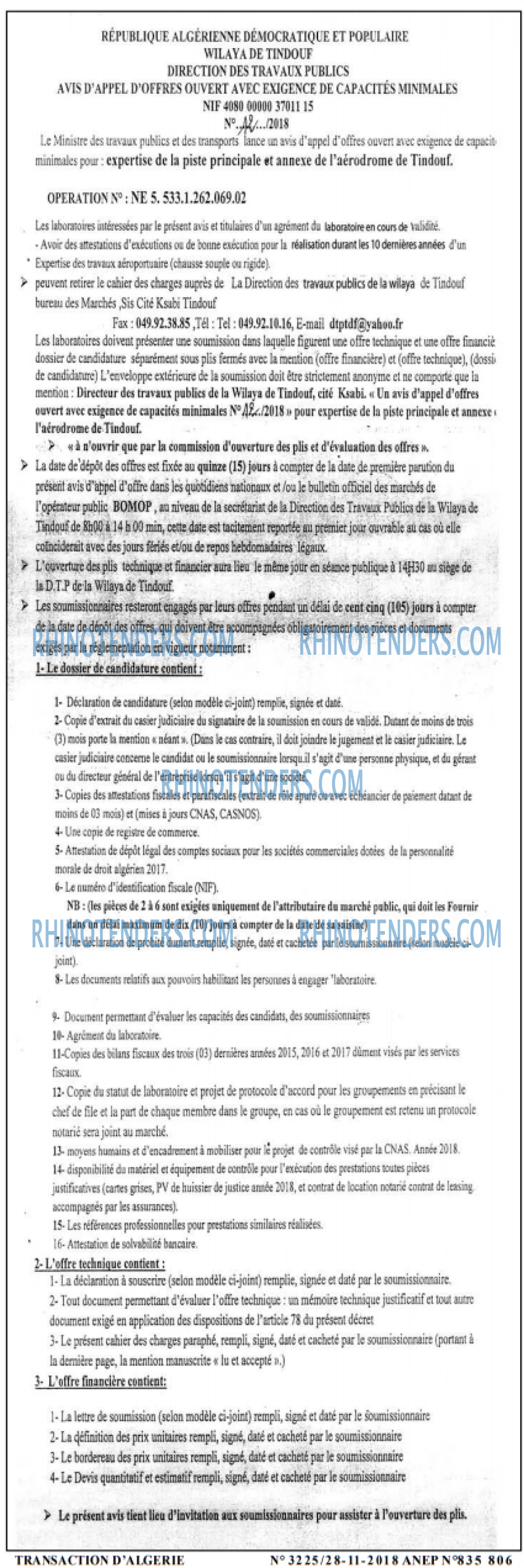 TRANSACTION D'ALGERIE