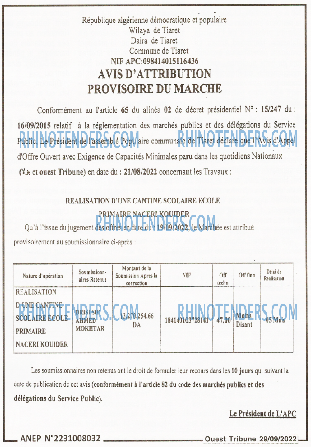 ouest TRIBUNE