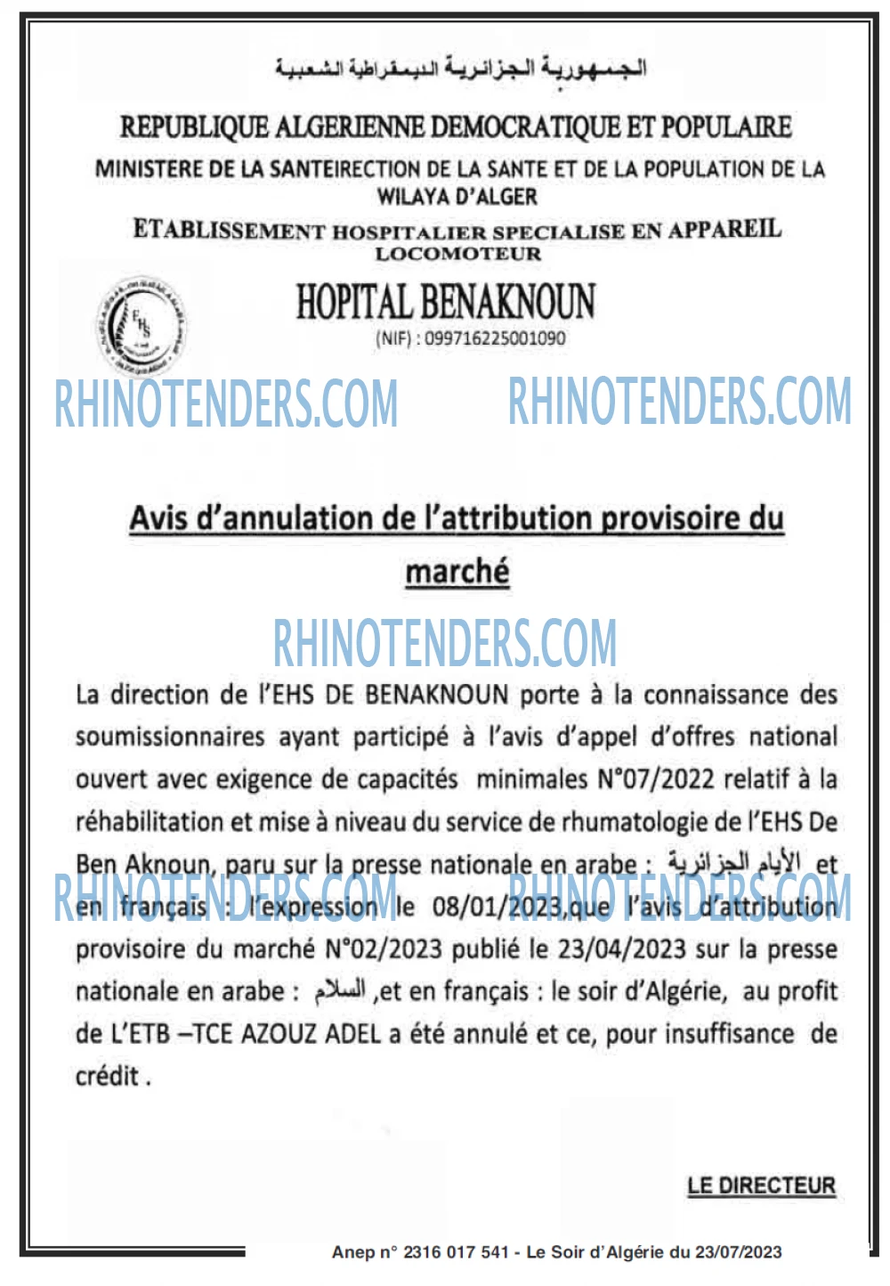 LE SOIR D'ALGERIE